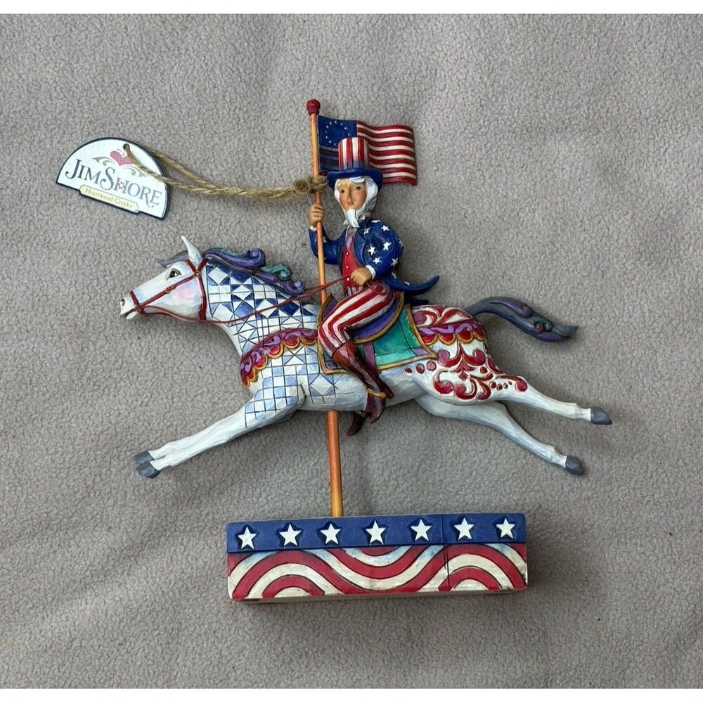 Jim Shore Heartwood Creek 2008 God Bless America Uncle Sam On Horse 4013280 RARE